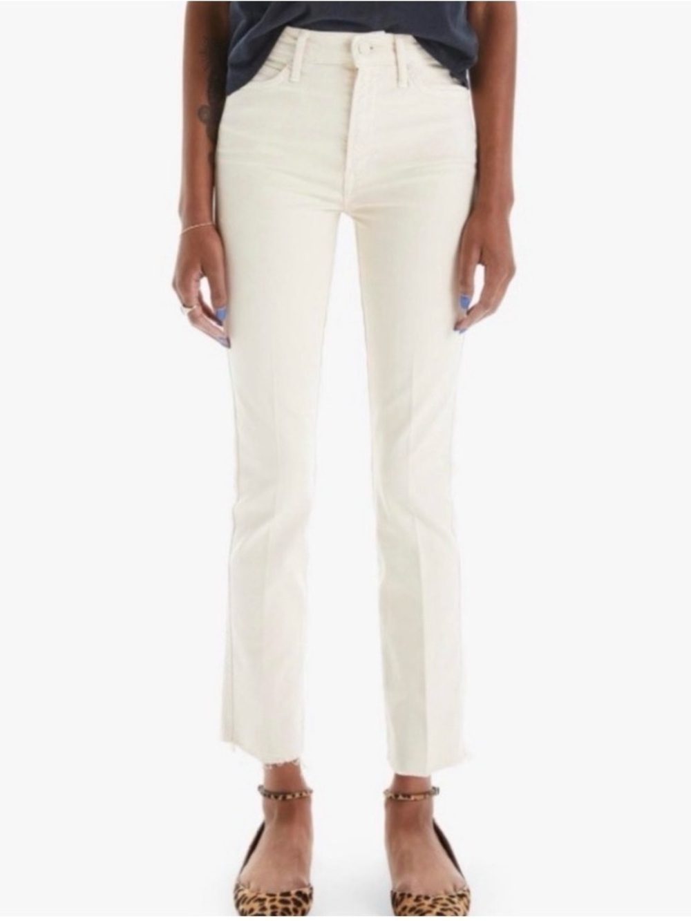 NWT MOTHER Off-White Ankle Straight Jeans